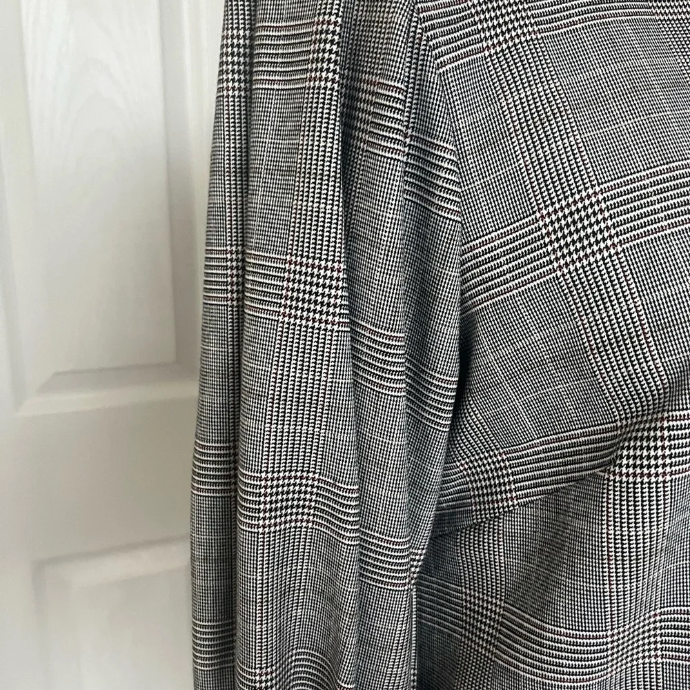 H&M Women’s Black White Red Plaid Short Tie Sleeve Mini Dress‎ Sz 10~NWT